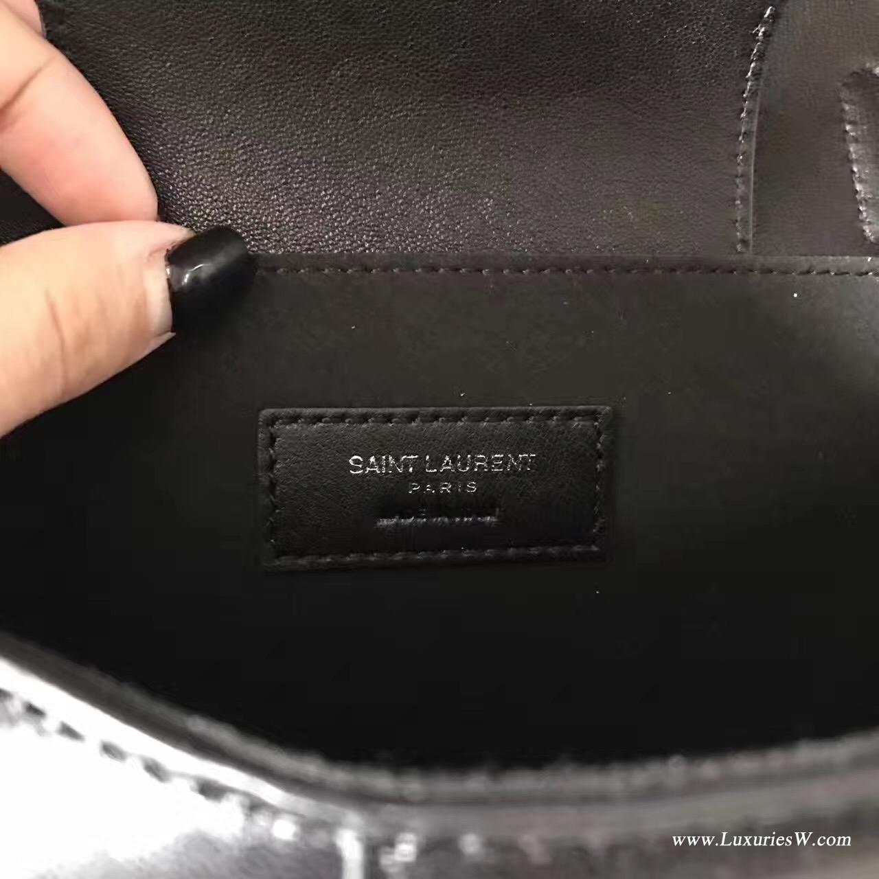 聖羅蘭YSL中号黑色CHARLOTTE羊皮斜跨包 SAINT LAURENT挎包
