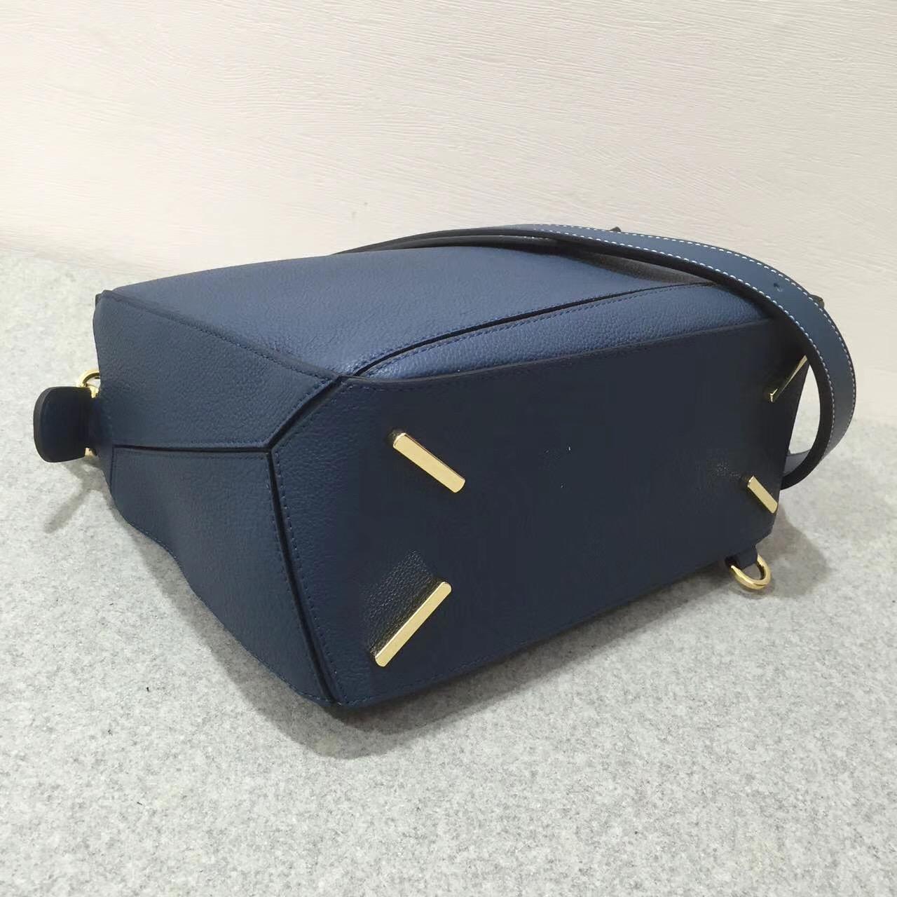 羅意威Loewe 中號 Puzzle Bag 靛蓝色 Soft Grained Calf/Calf