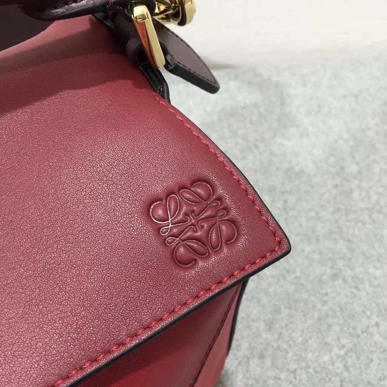 loewe羅意威小牛皮 Puzzle Bag 小號Red Multitone 暗紅色