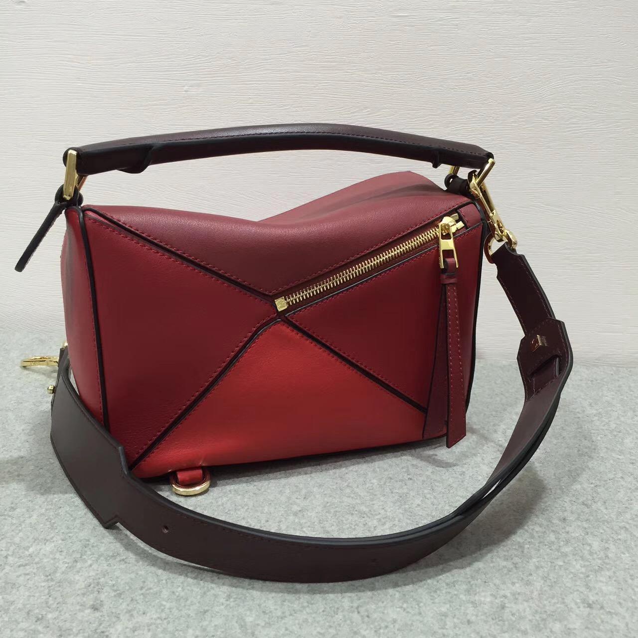 loewe羅意威小牛皮 Puzzle Bag 小號Red Multitone 暗紅色