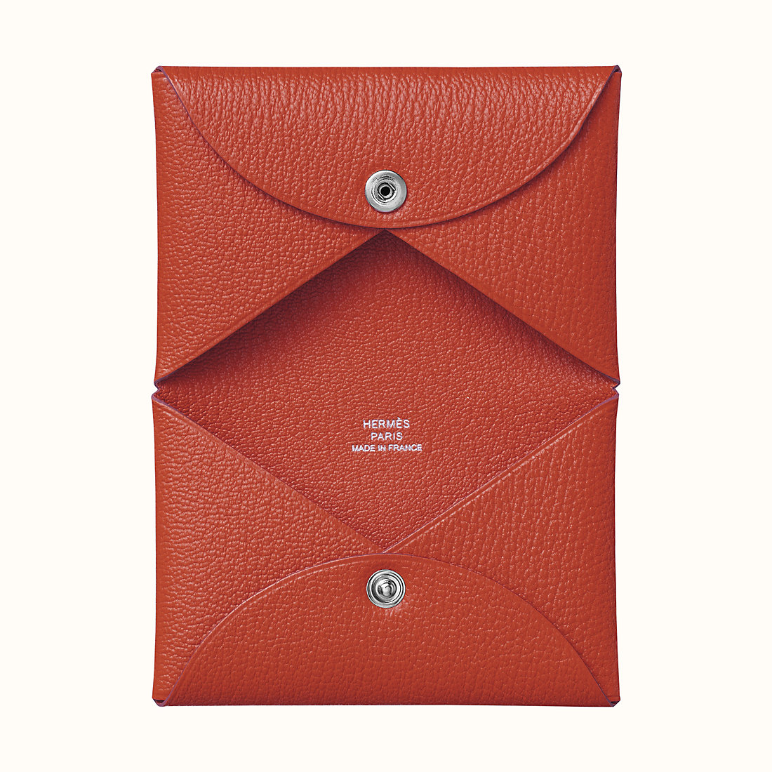 Macao Hermes Calvi verso card holder CK36 砖红色 山羊皮