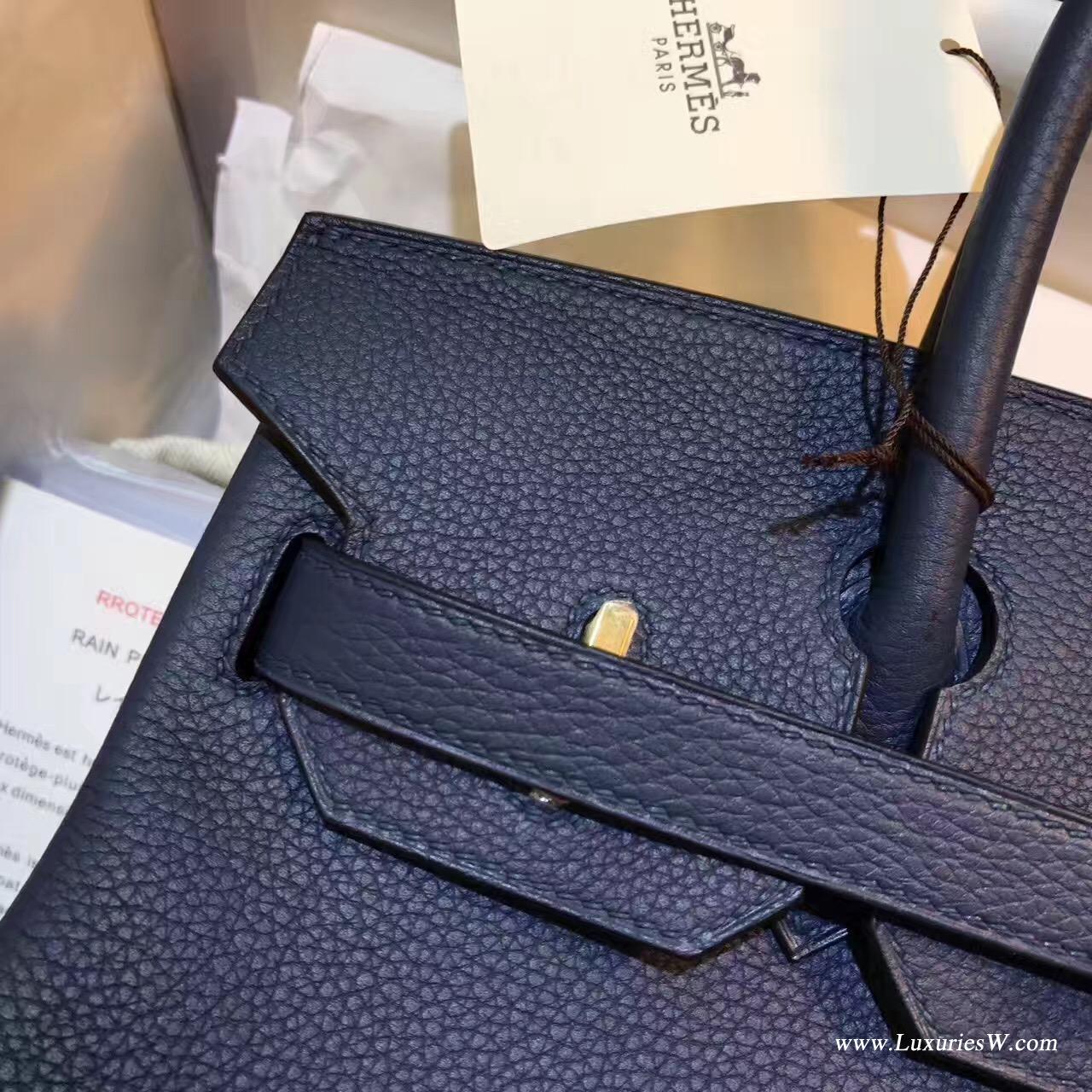 愛馬仕Hermes Birkin 30 togo CK73 Blue Sphir寶石藍金扣