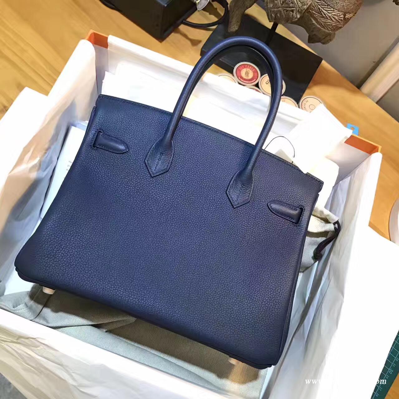 愛馬仕Hermes Birkin 30 togo CK73 Blue Sphir寶石藍金扣