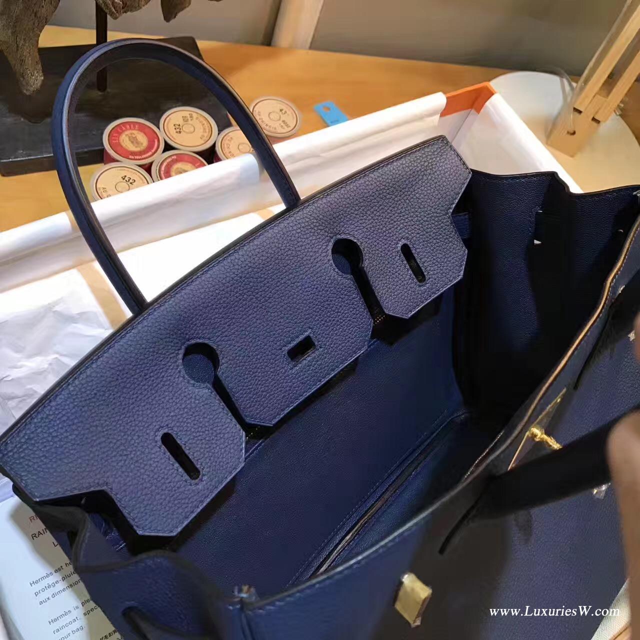 愛馬仕Hermes Birkin 30 togo CK73 Blue Sphir寶石藍金扣