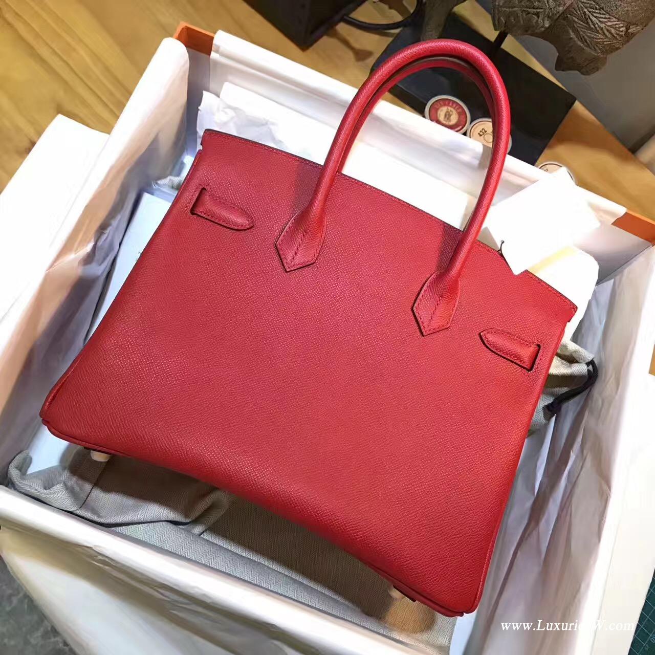 愛馬仕 Birkin 30 Epsom Q5 Rouge Cossacks中國紅金扣