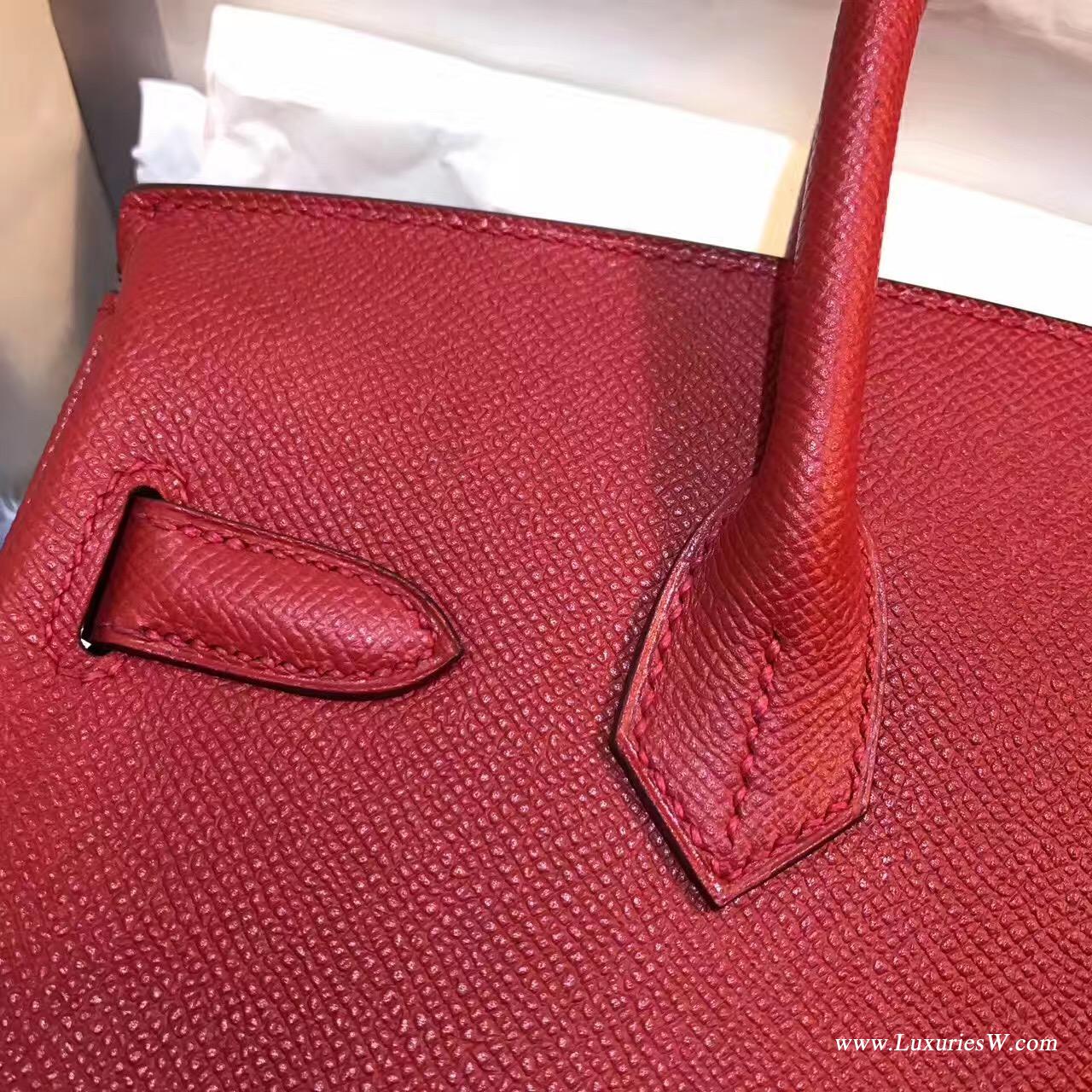 愛馬仕 Birkin 30 Epsom Q5 Rouge Cossacks中國紅金扣