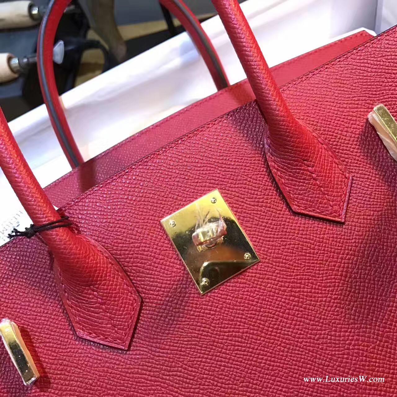 愛馬仕 Birkin 30 Epsom Q5 Rouge Cossacks中國紅金扣