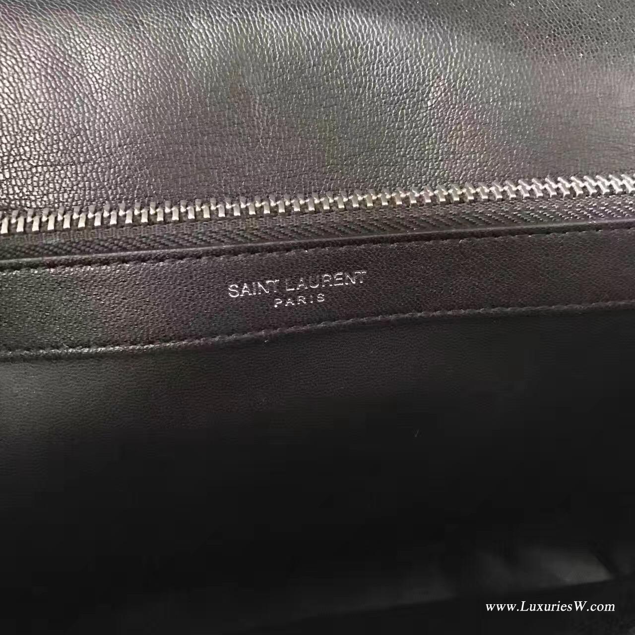 YSL女包 經典大號monograml黑色和白色混合拼接真皮挎包