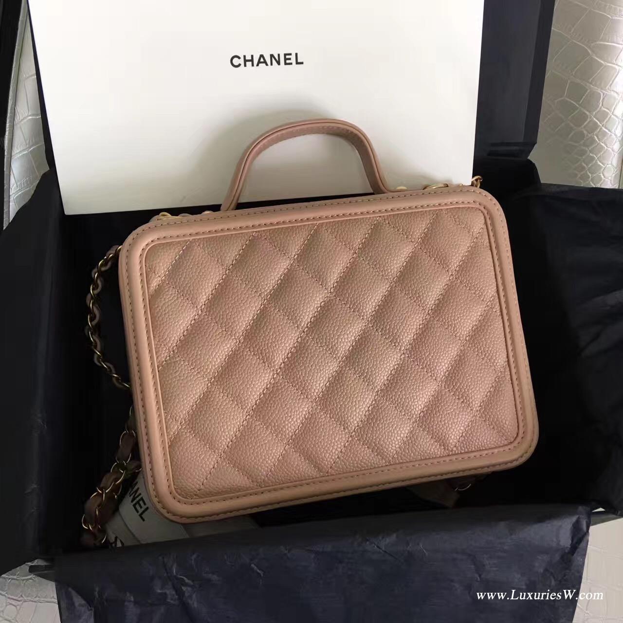 小香 Vanity case bag新款New魚子醬球紋化妝包 盒子鏈條包