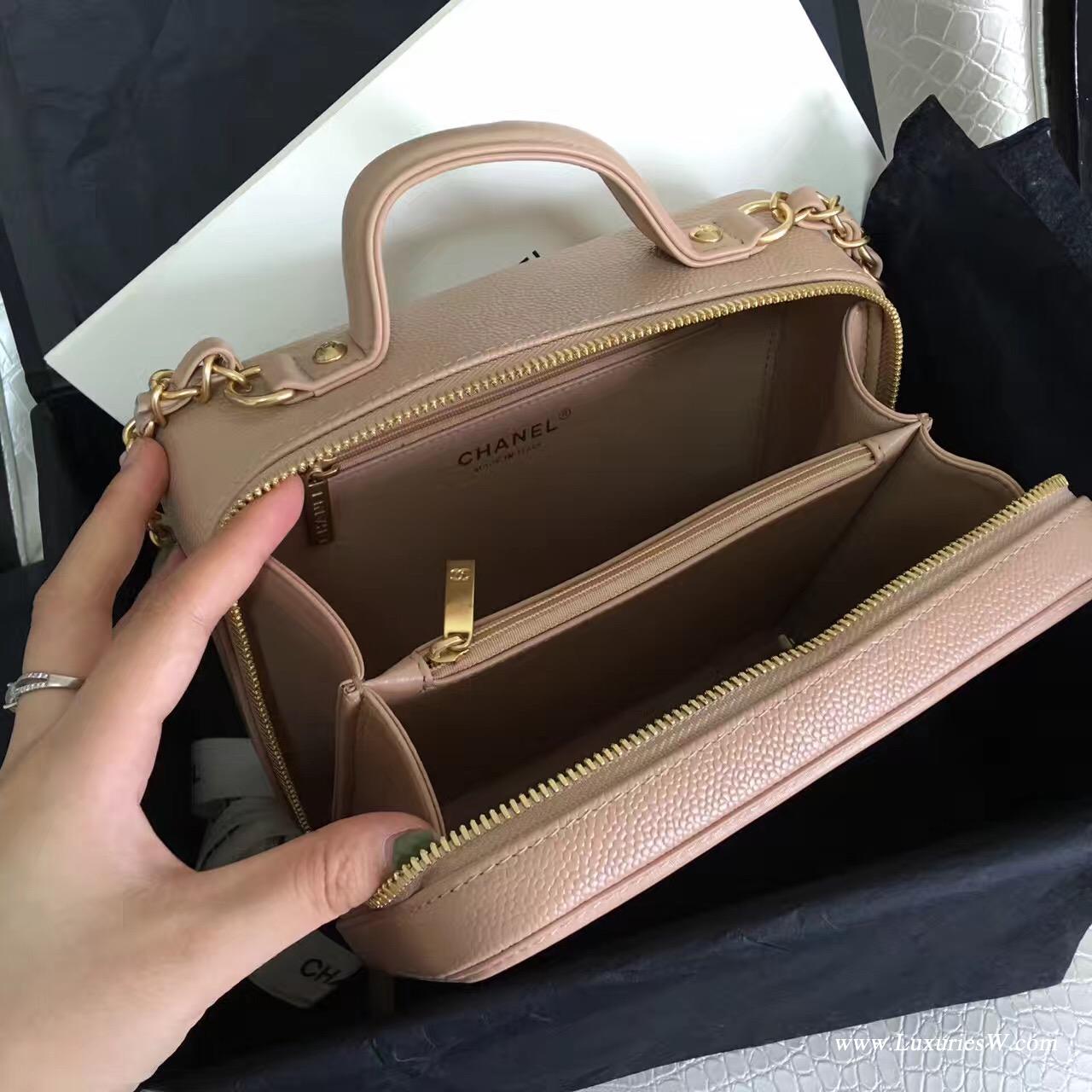 小香 Vanity case bag新款New魚子醬球紋化妝包 盒子鏈條包