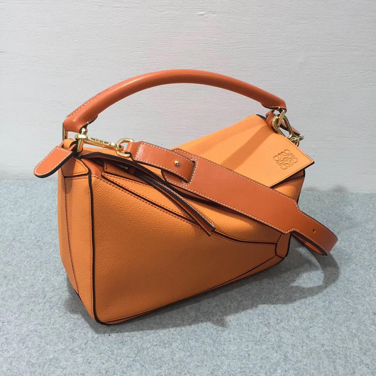 羅意威Loewe Puzzle Bag Apricot/Orange Soft Grained Calf/Calf