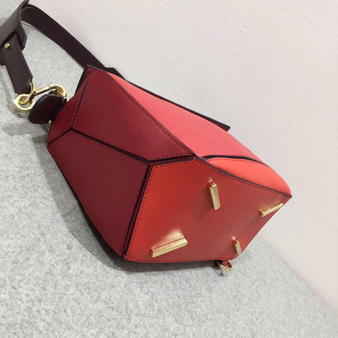 loewe羅意威小牛皮 Puzzle Bag 小號Red Multitone 暗紅色