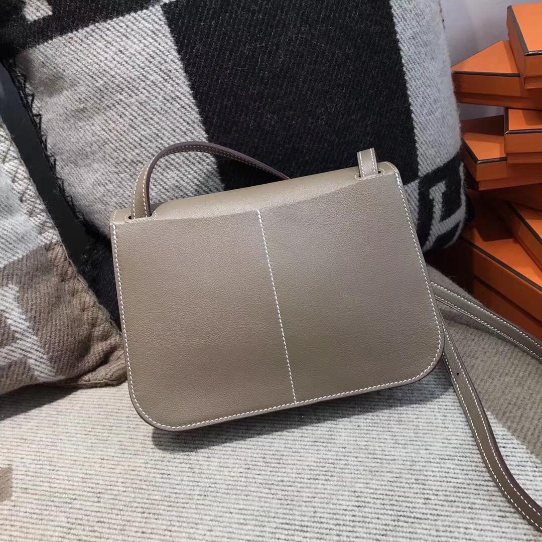 Hermes 迷妳包 Halzan mini bag Swift calfskin 大象灰 CK18