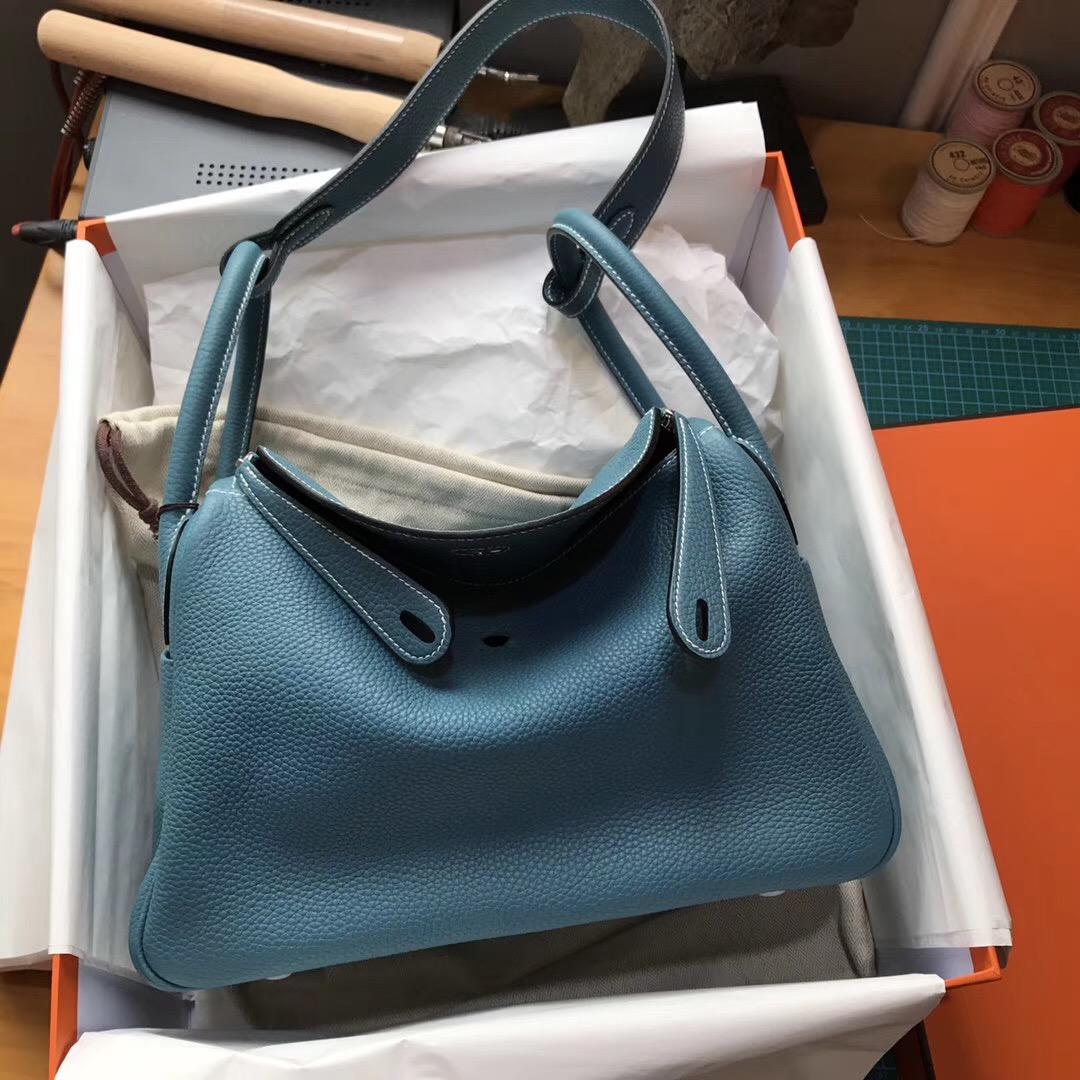 Hermes Lindy 30 togo CK75 Blue Jean 牛仔藍 優雅低調藍色銀扣