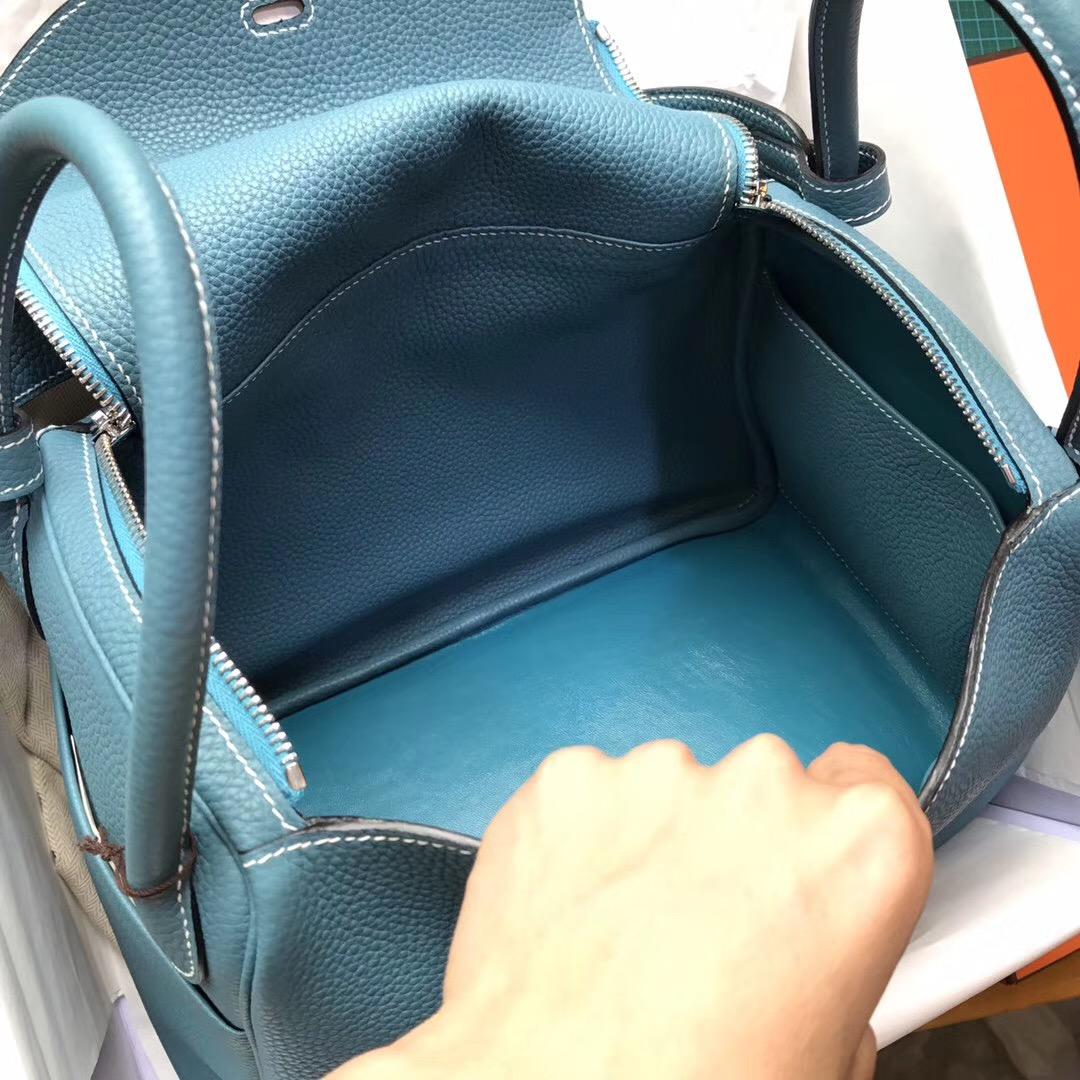 Hermes Lindy 30 togo CK75 Blue Jean 牛仔藍 優雅低調藍色銀扣