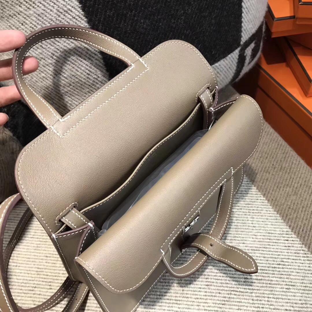 Hermes 迷妳包 Halzan mini bag Swift calfskin 大象灰 CK18