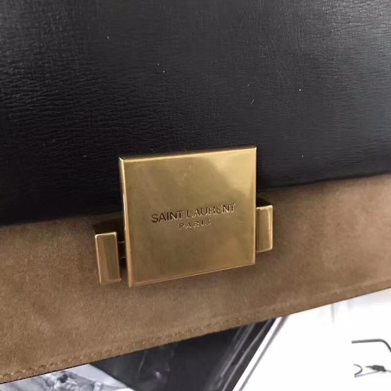 YSL BELLECHASSE SAINT LAURENT bag in black leather and taupe suede