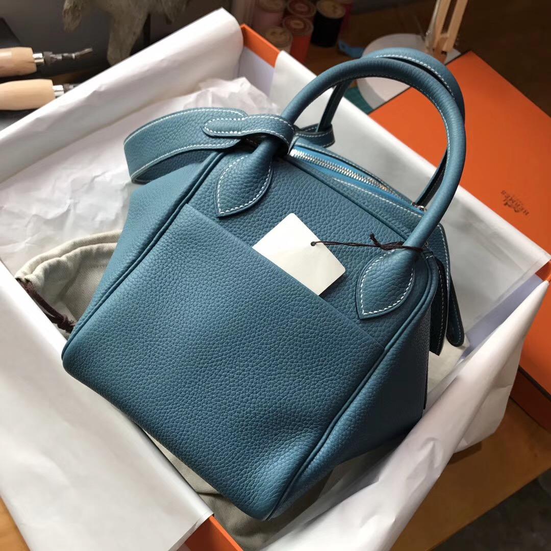 Hermes Lindy 30 togo CK75 Blue Jean 牛仔藍 優雅低調藍色銀扣