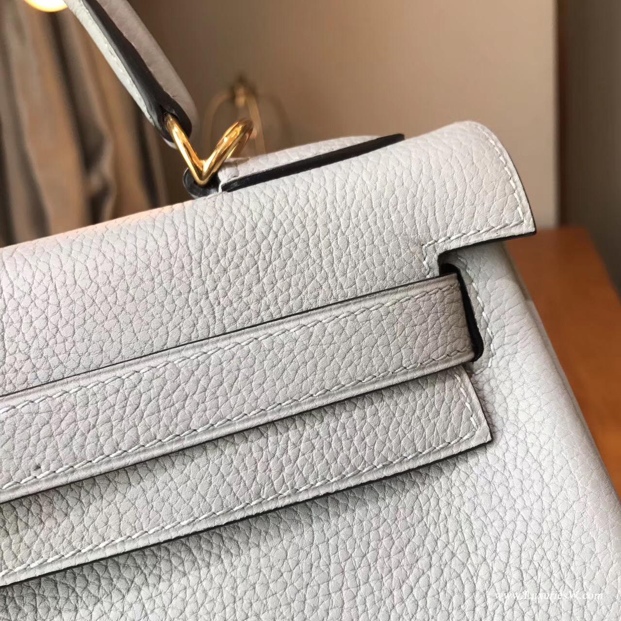 愛馬仕Hermes Kelly 28 Togo 4Z海鷗灰 2017最新顏色 金扣