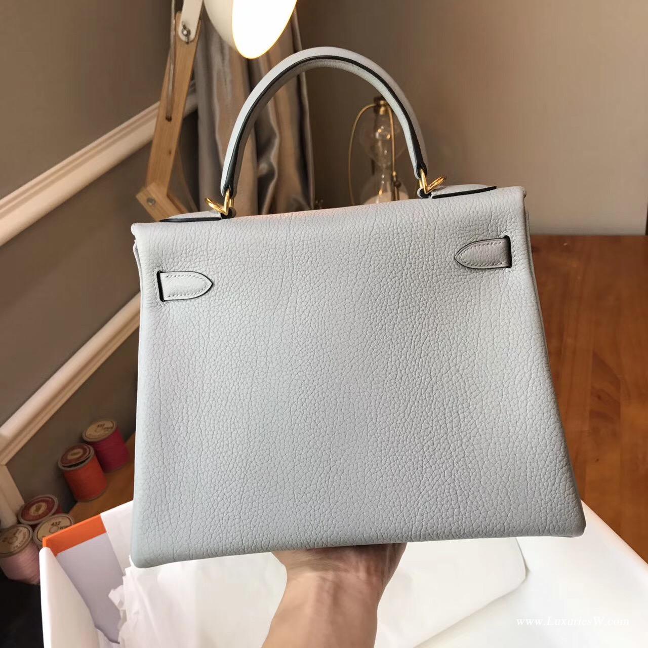 愛馬仕Hermes Kelly 28 Togo 4Z海鷗灰 2017最新顏色 金扣