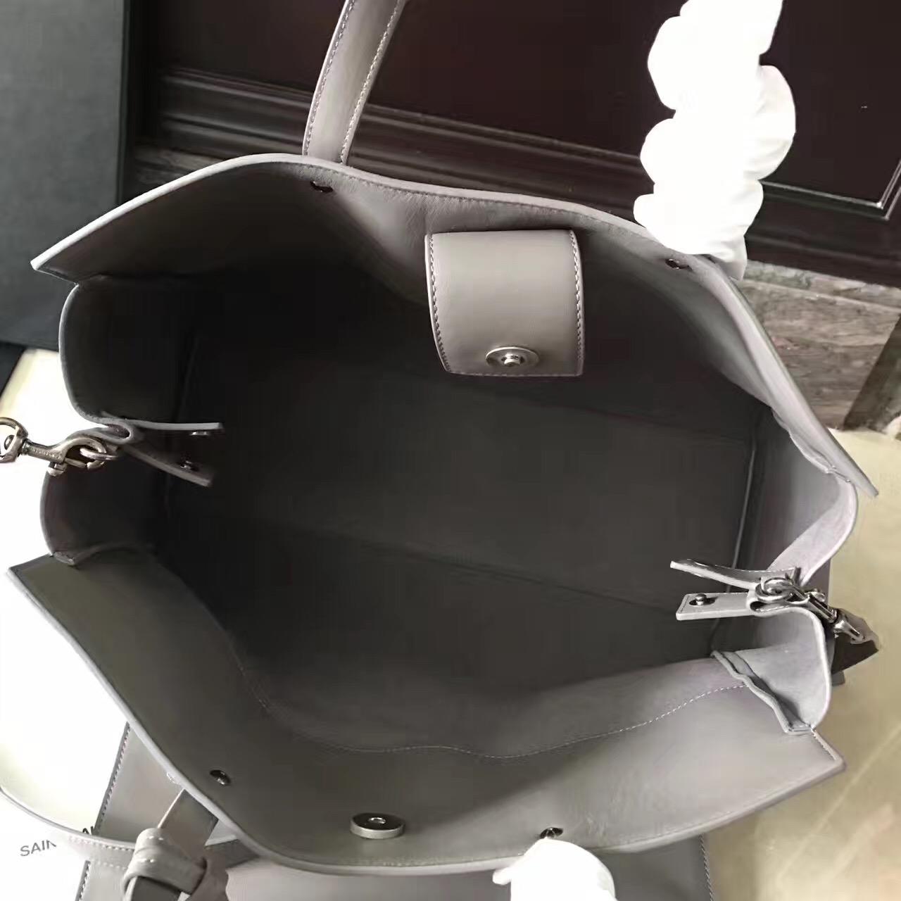 YSL包包 464229 頂級頭層牛皮 灰色新款流蘇掛墜 購物袋
