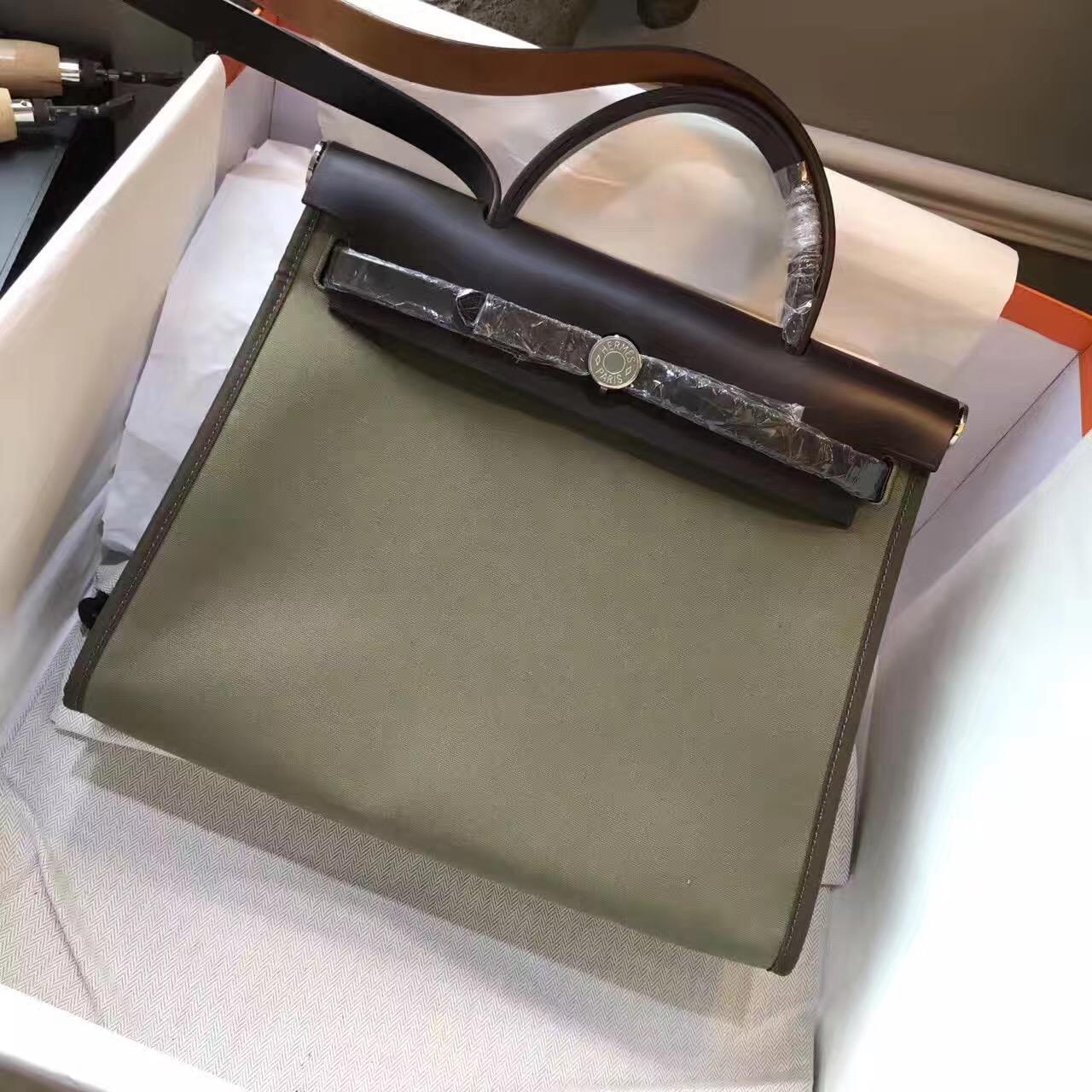 愛馬仕Hermes最學院派的包Herbag 31cm 帆布黑色配牛皮