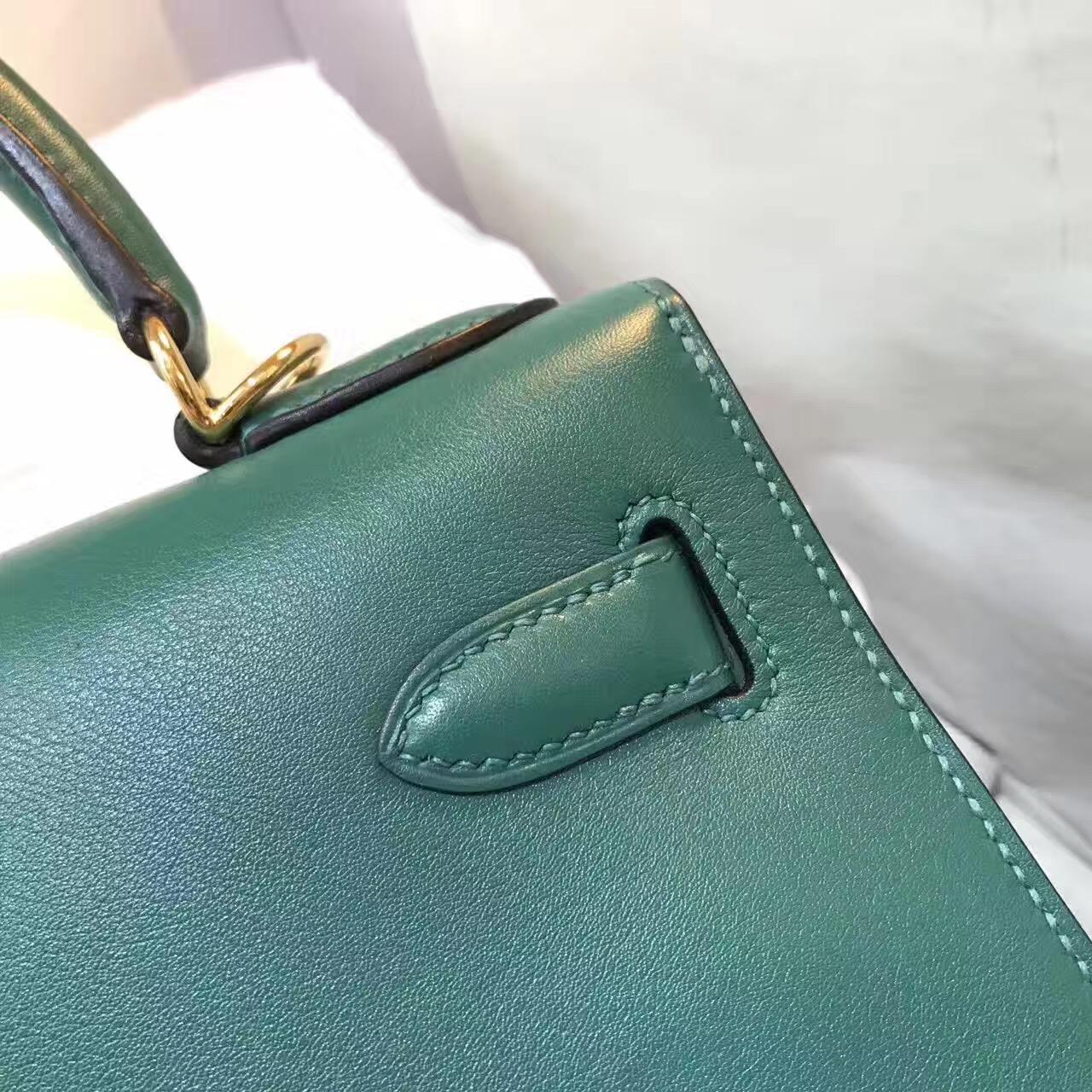 愛馬仕凱莉包Hermes Kelly 28 Evercolor Z6 Malachite 孔雀綠金扣 優雅的顏色