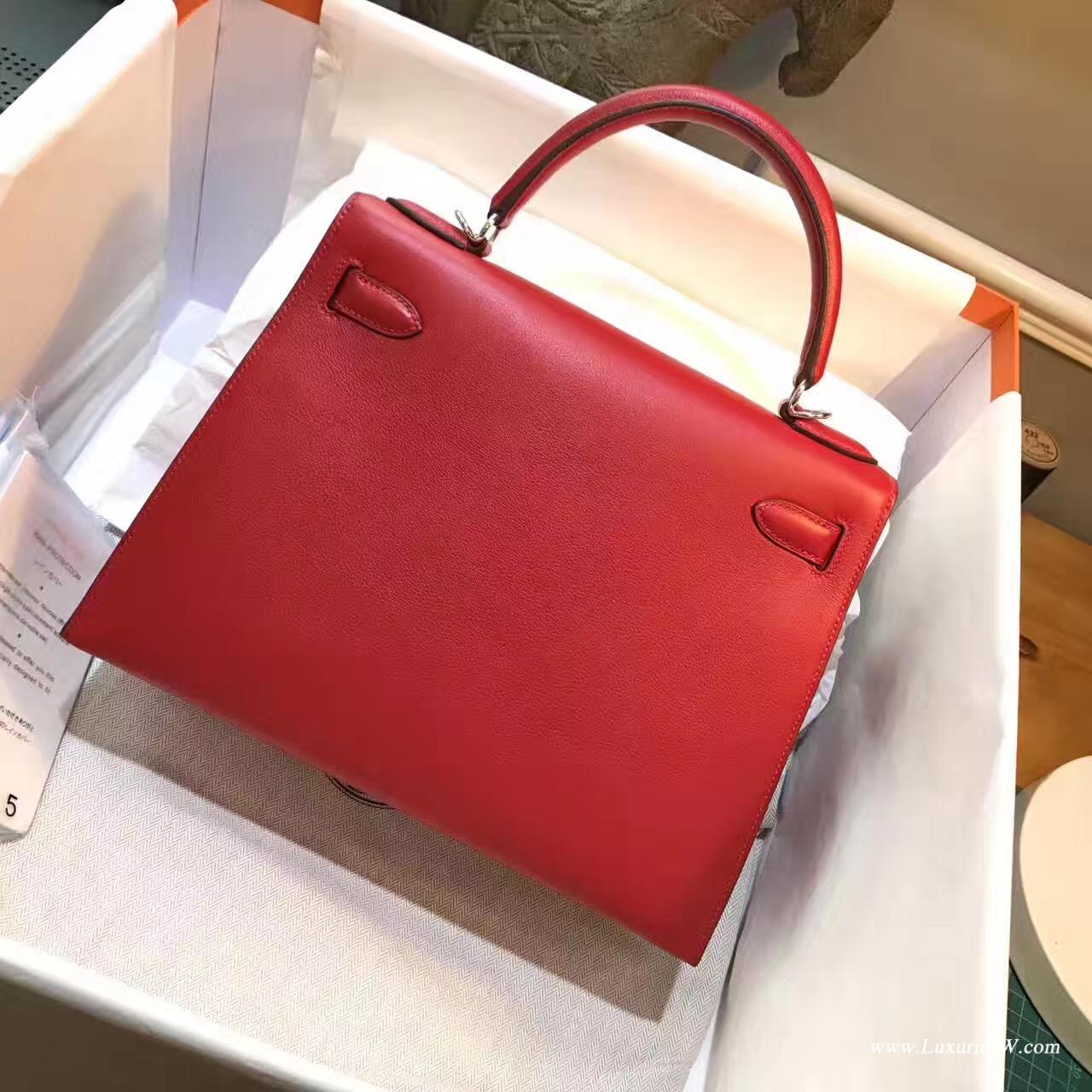 愛馬仕凱莉包Hermes Kelly 28 Evercolor Q5 Rouge Cossacks 中國紅外縫人氣顏色