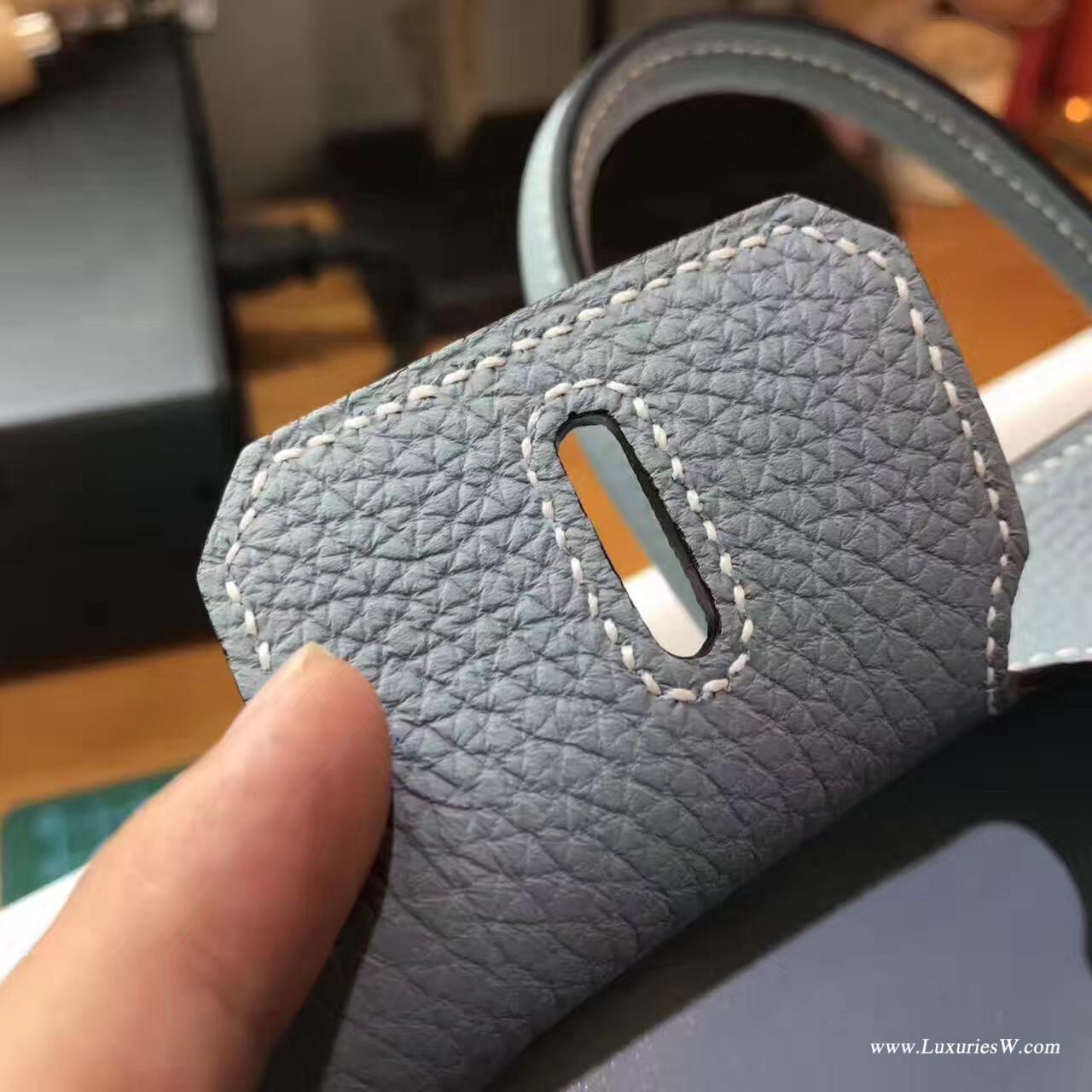 愛馬仕Hermes Birkin 25 togo J7 Blue Lin亞麻藍色 銀色金屬扣