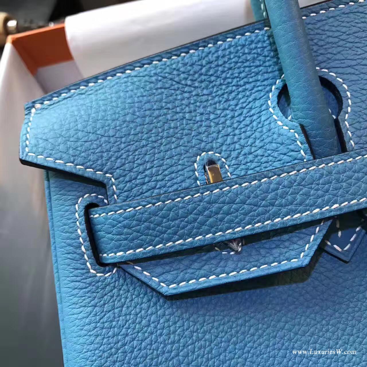 愛馬仕Hermes 鉑金包Birkin 30 togo 松石藍 銀色金屬五金