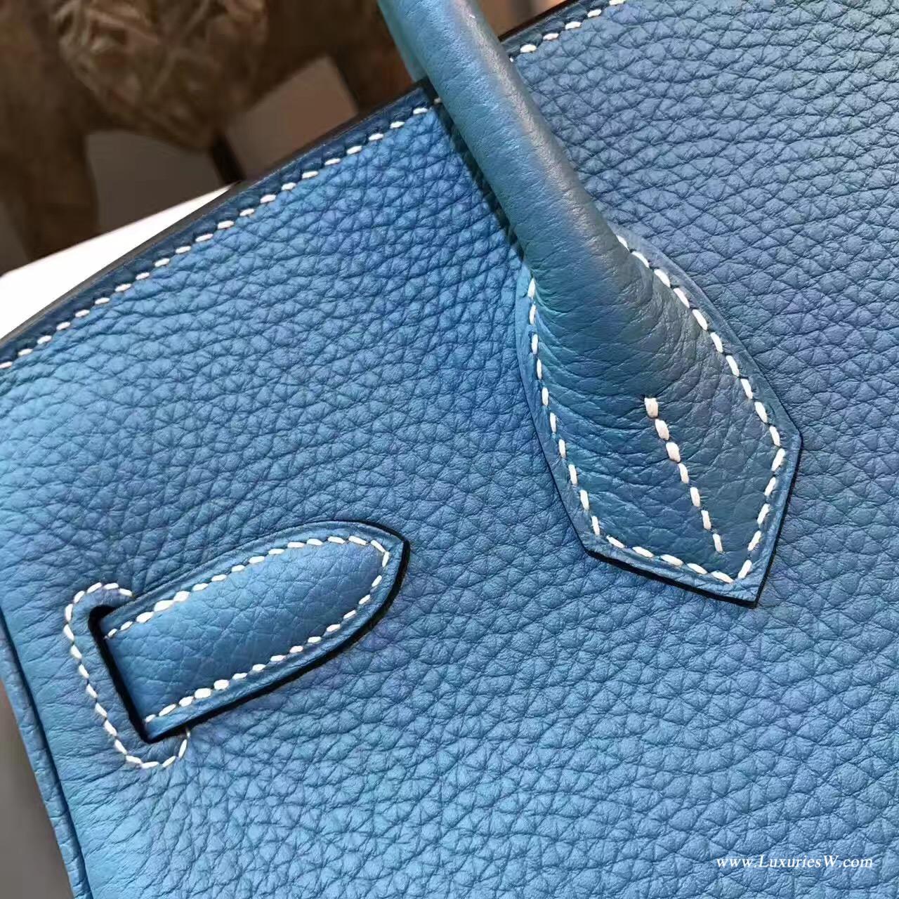 愛馬仕Hermes 鉑金包Birkin 30 togo 松石藍 銀色金屬五金