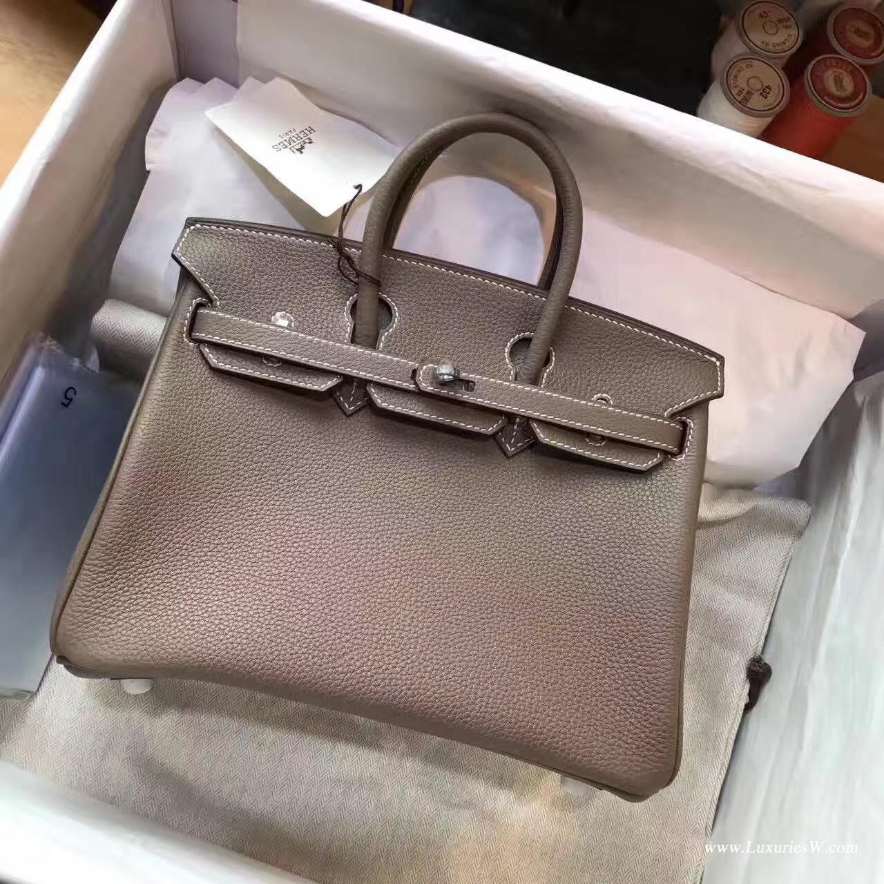 愛馬仕Hermes Birkin 25 togo CK18 Etoupe大象灰銀扣 低調的顏色