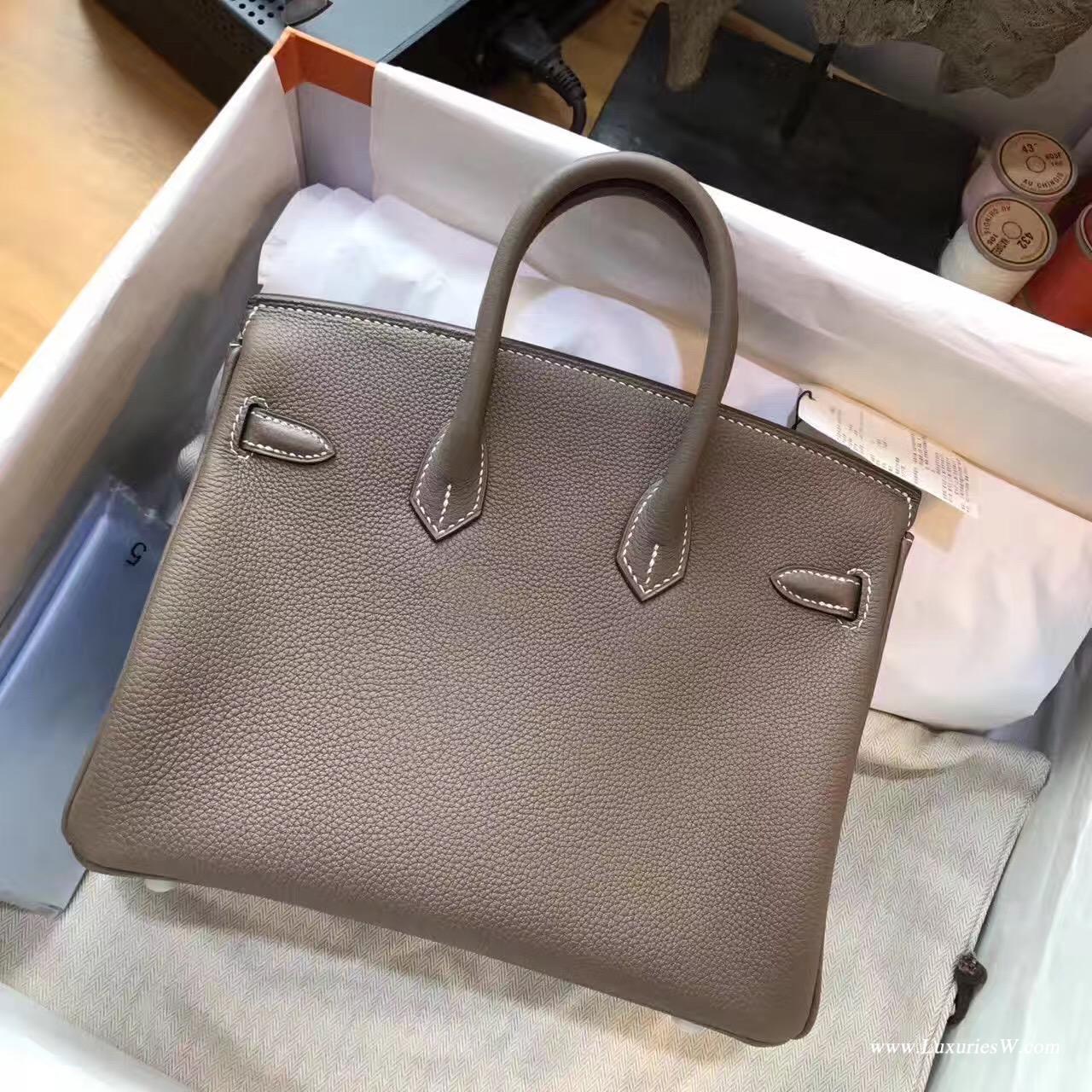 愛馬仕Hermes Birkin 25 togo CK18 Etoupe大象灰銀扣 低調的顏色