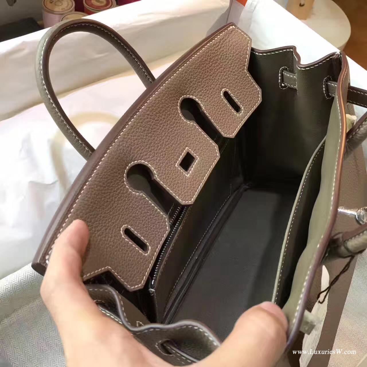 愛馬仕Hermes Birkin 25 togo CK18 Etoupe大象灰銀扣 低調的顏色