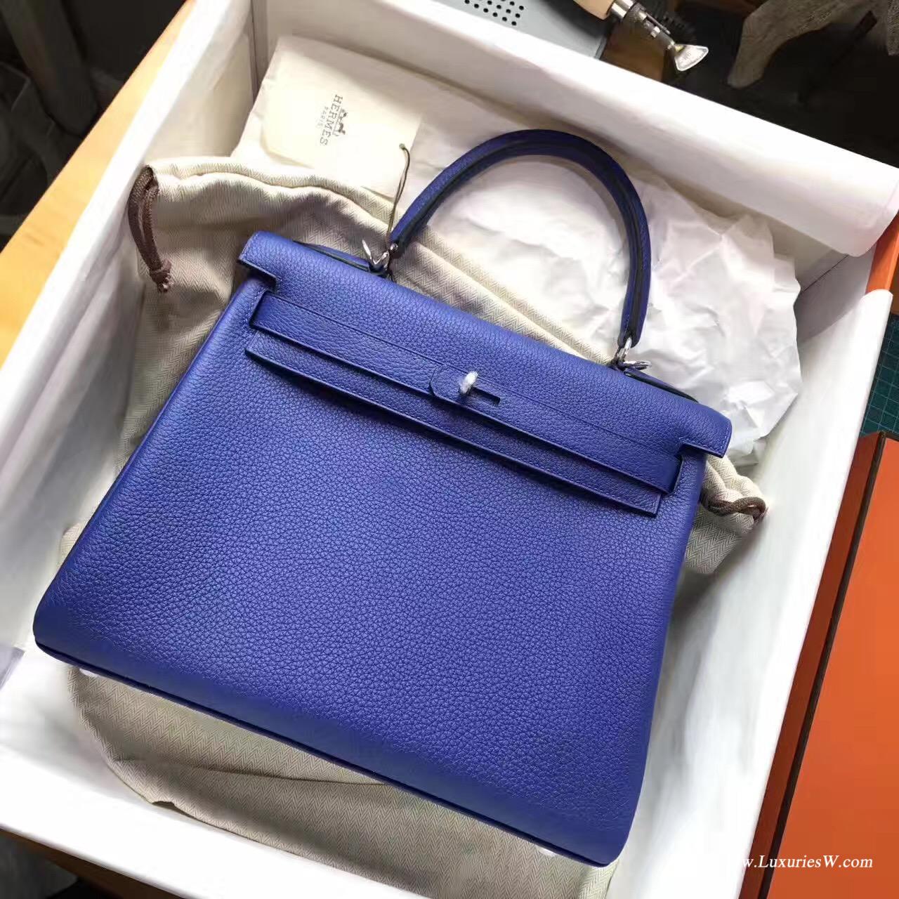 愛馬仕Hermes Kelly 25 togo 7T Blue Electric電光藍 銀扣