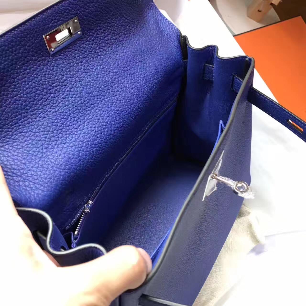 愛馬仕Hermes Kelly 25 togo 7T Blue Electric電光藍 銀扣