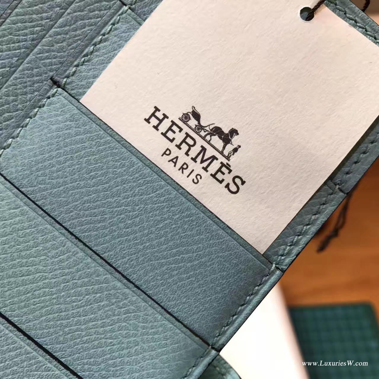 香港黃大仙區慈雲山 愛馬仕長款錢包 Hermes Bearn wallet Epsom 3P Blue Atoll 马卡龙蓝