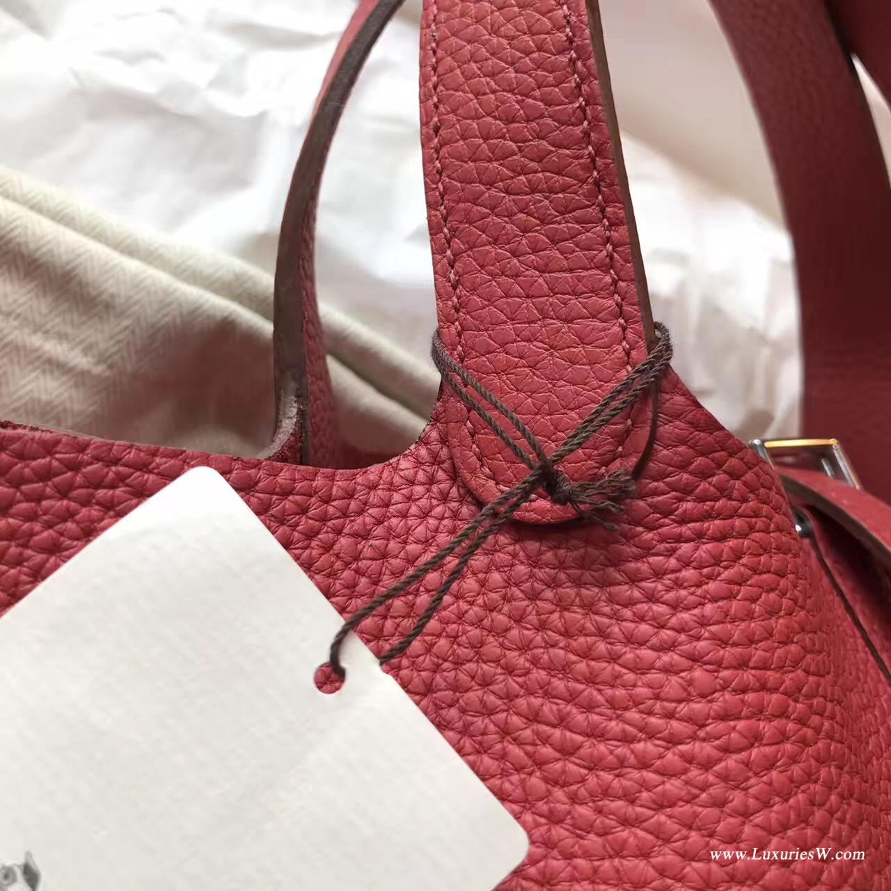 愛馬仕Hermes 鎖頭包Picotin Lock 18cm 菜篮子 宝石红色