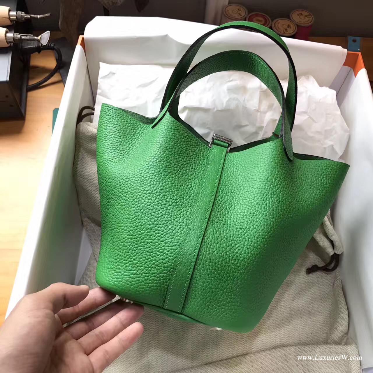 愛馬仕Hermes 鎖頭包 Picotin Lock 18cm 菜篮子 1K Bamboo 竹子绿