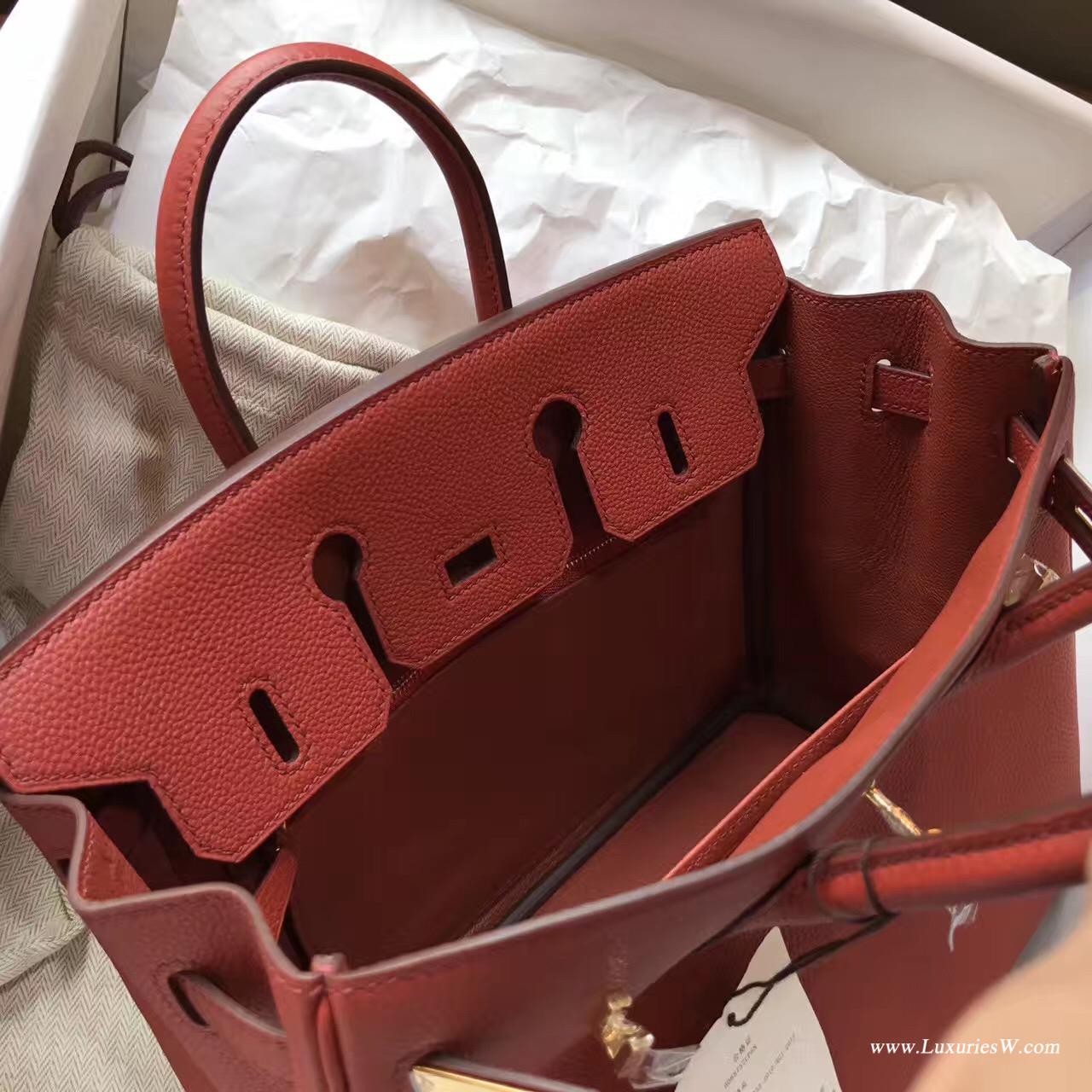 Hermès 铂金包（Birkin）爱马仕最出名的包袋 Birkin 25 togo小牛皮古铜色