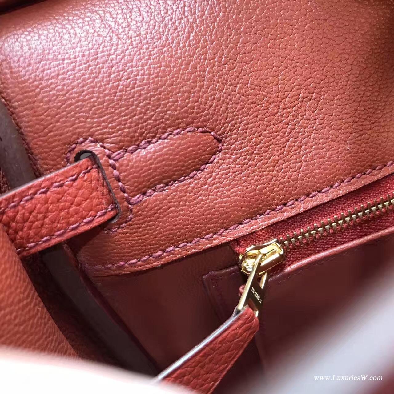 Hermès 铂金包（Birkin）爱马仕最出名的包袋 Birkin 25 togo小牛皮古铜色