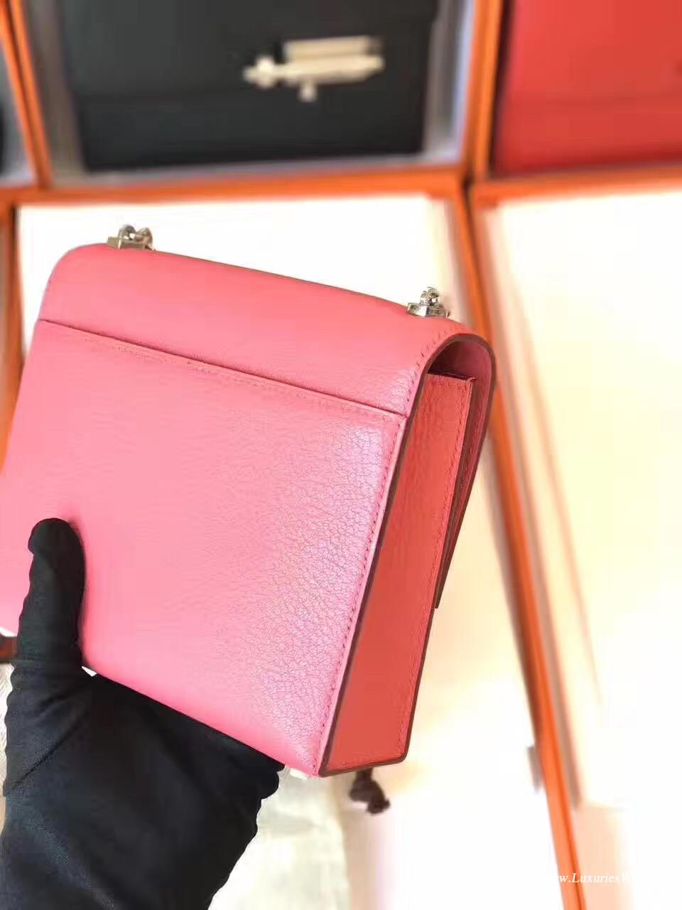 Herems Verrou Chaine bag 愛馬仕mini小號17cm 唇膏粉羊皮鏈條包