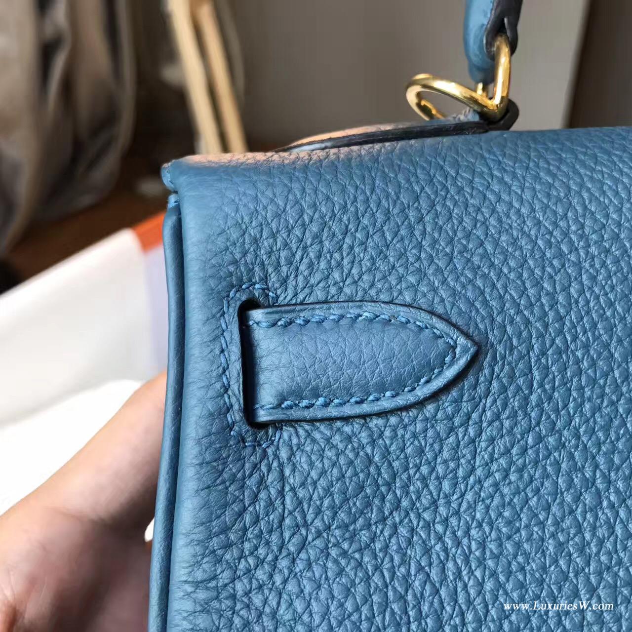 愛馬仕Hermes Kelly 28 togo 1P Colvert鴨子藍 藍色中帶綠的顏色