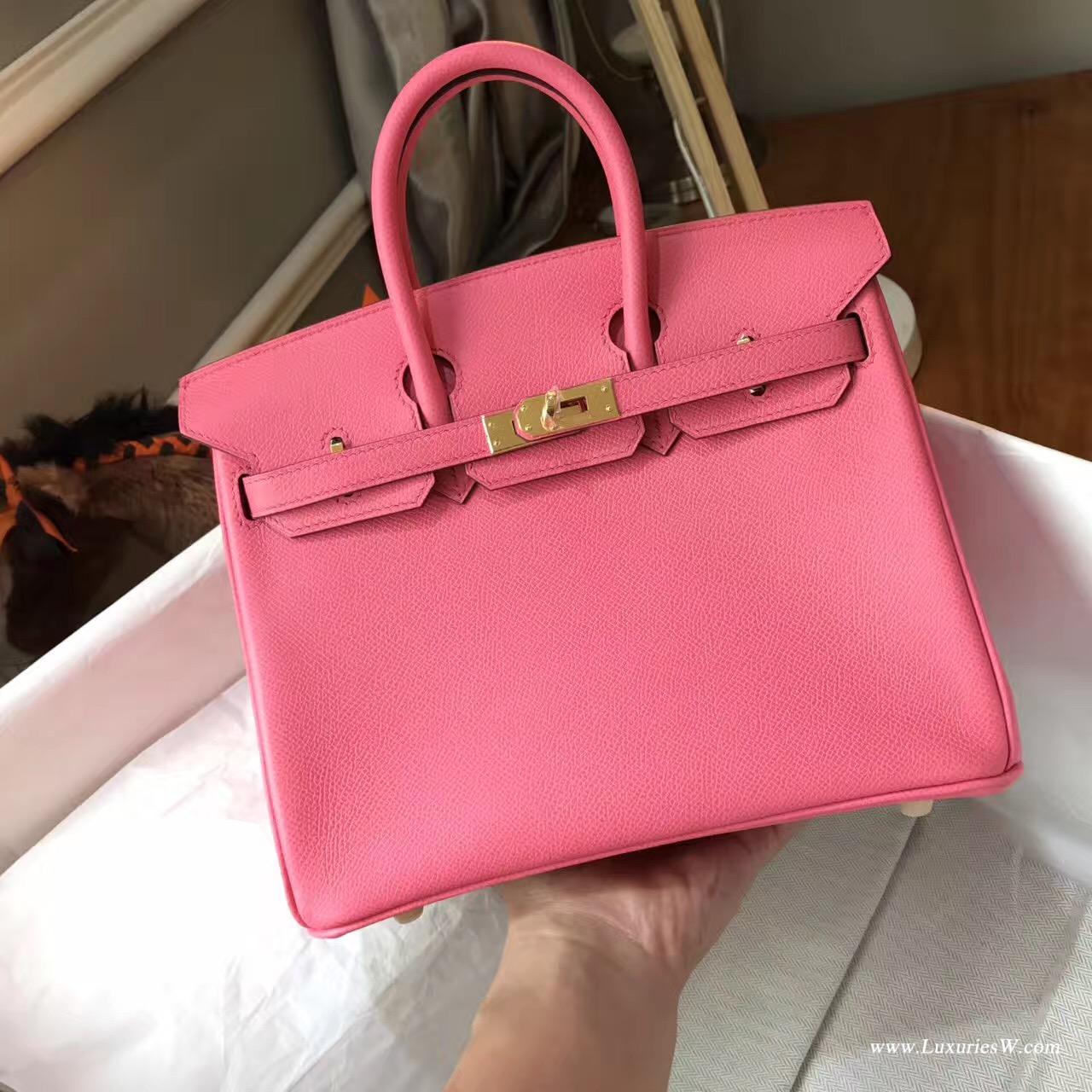 Hermes最出名的包袋 鉑金包Birkin Epsom 25 8W Rose Azalee新唇膏粉色