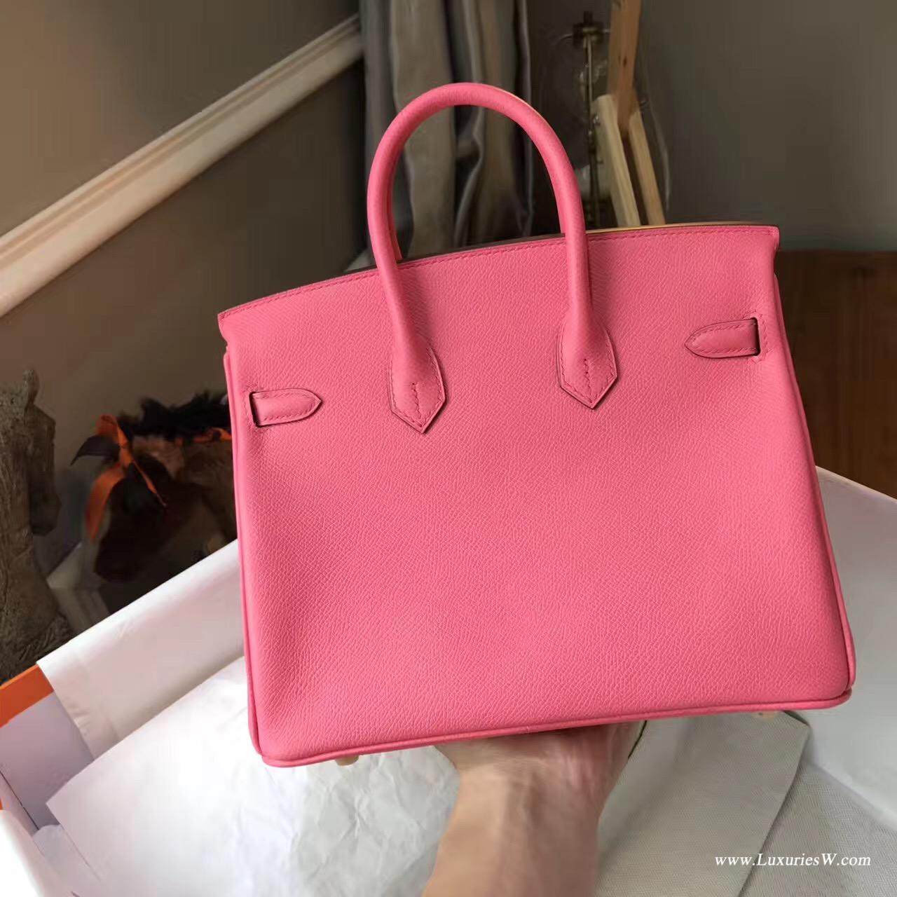 Hermes最出名的包袋 鉑金包Birkin Epsom 25 8W Rose Azalee新唇膏粉色