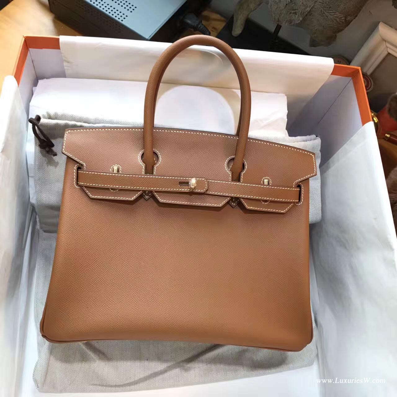 Hermes最出名的包袋 鉑金包 Birkin 30 Epsom CK37 Gold 金棕色GHW金扣