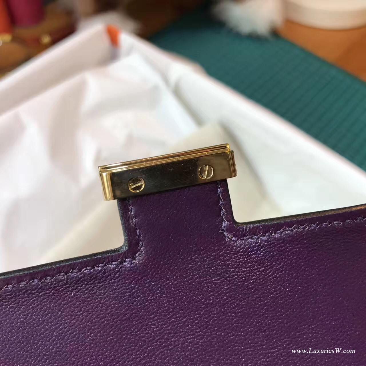 Hermes最難買的包袋Constance Box Mini 14cm CK59 Raisin葡萄紫色GHW
