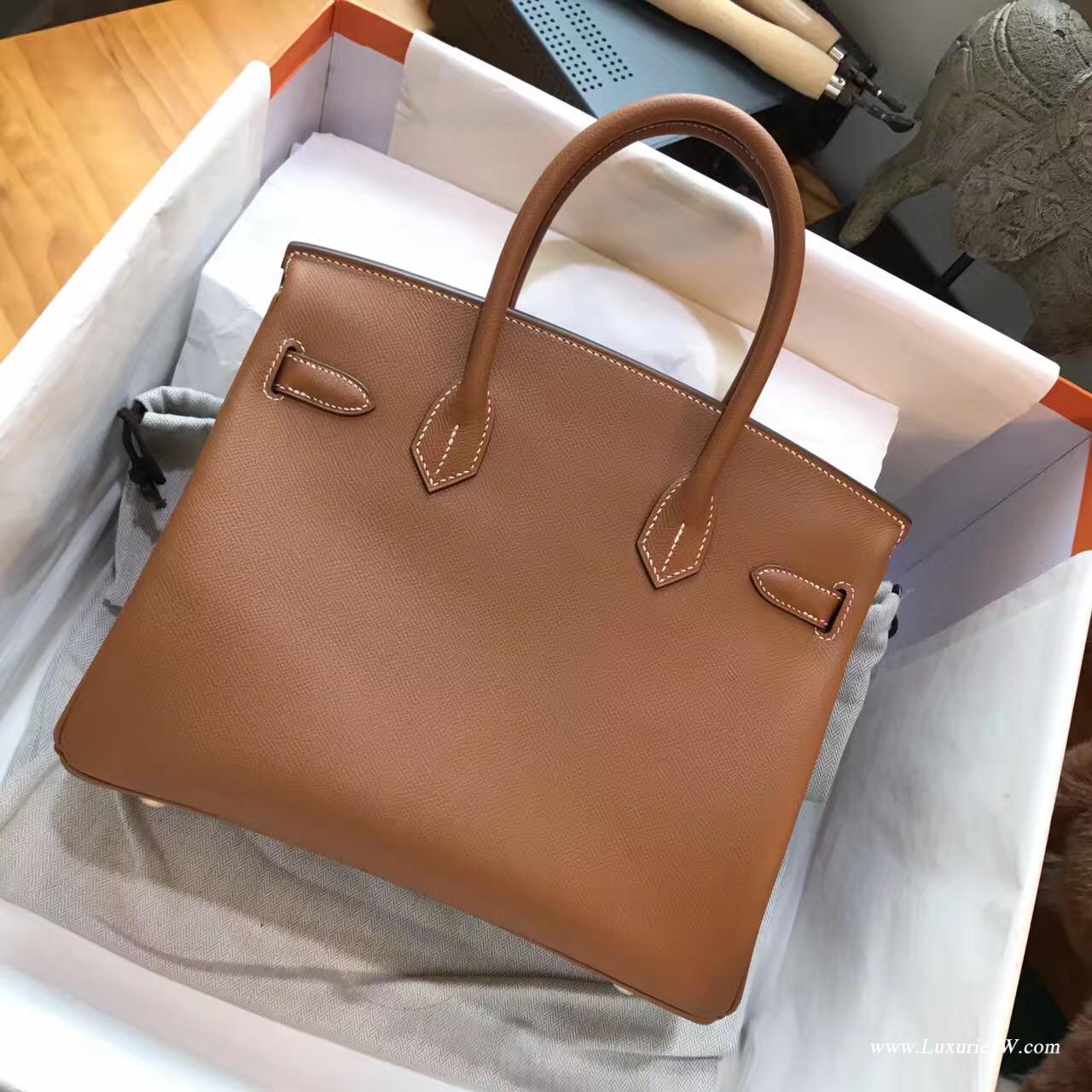 Hermes最出名的包袋 鉑金包 Birkin 30 Epsom CK37 Gold 金棕色GHW金扣