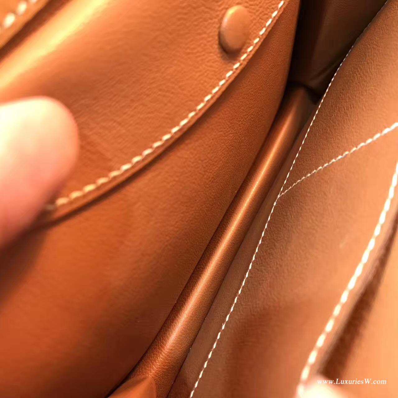 愛馬仕Hermes Verrou CK 37 Gold 金棕色 白色線