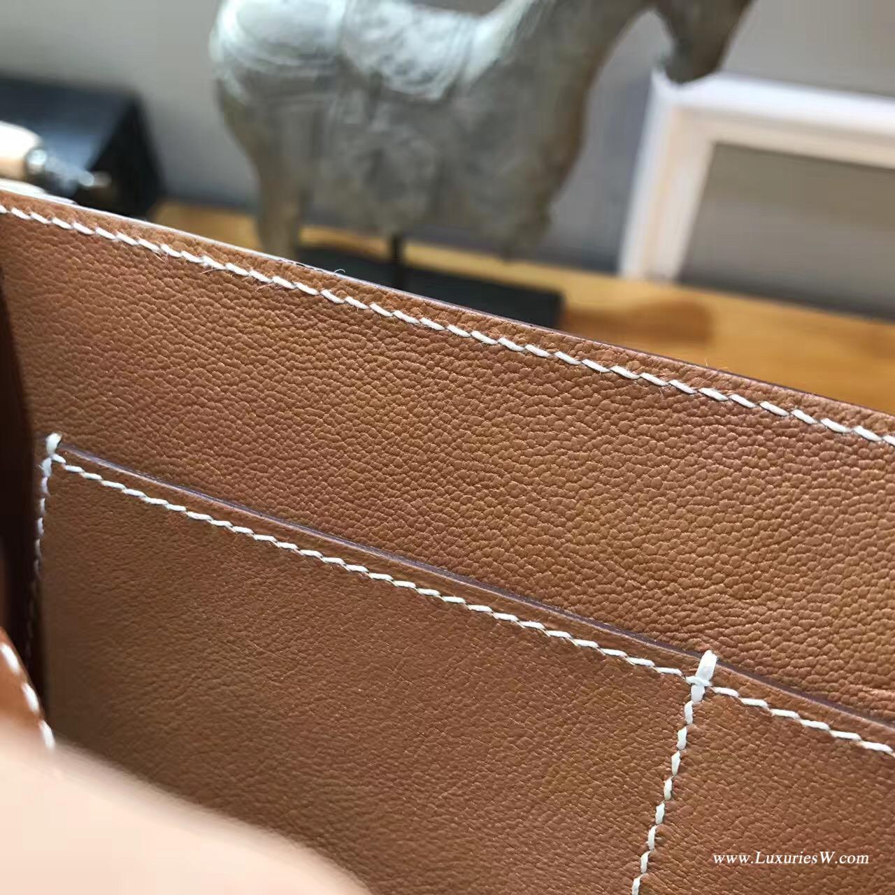 愛馬仕Hermes Verrou CK 37 Gold 金棕色 白色線